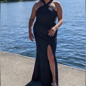 Speechless Navy Halter Gown